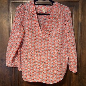 Rebecca Taylor 100% Silk Hydrangea Print Long Sleeve Top, 10